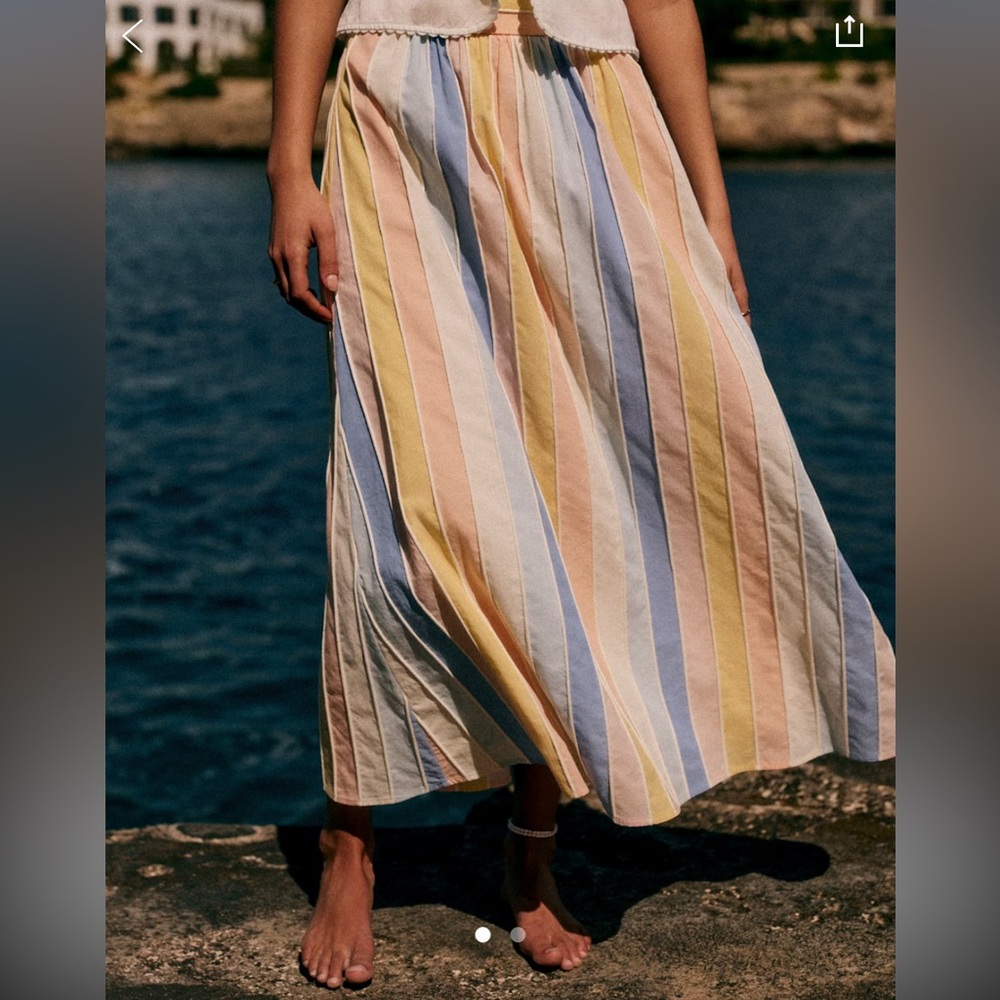 Sezane Siloe Skirt - Size XS - Striped Pastel Maxi Skirt
